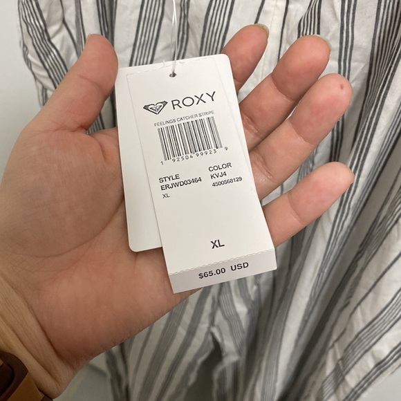 🚨Roxy Womens Catching Feelings Romper Pantsuit Striped Adjustable Straps - Picture 11 of 13